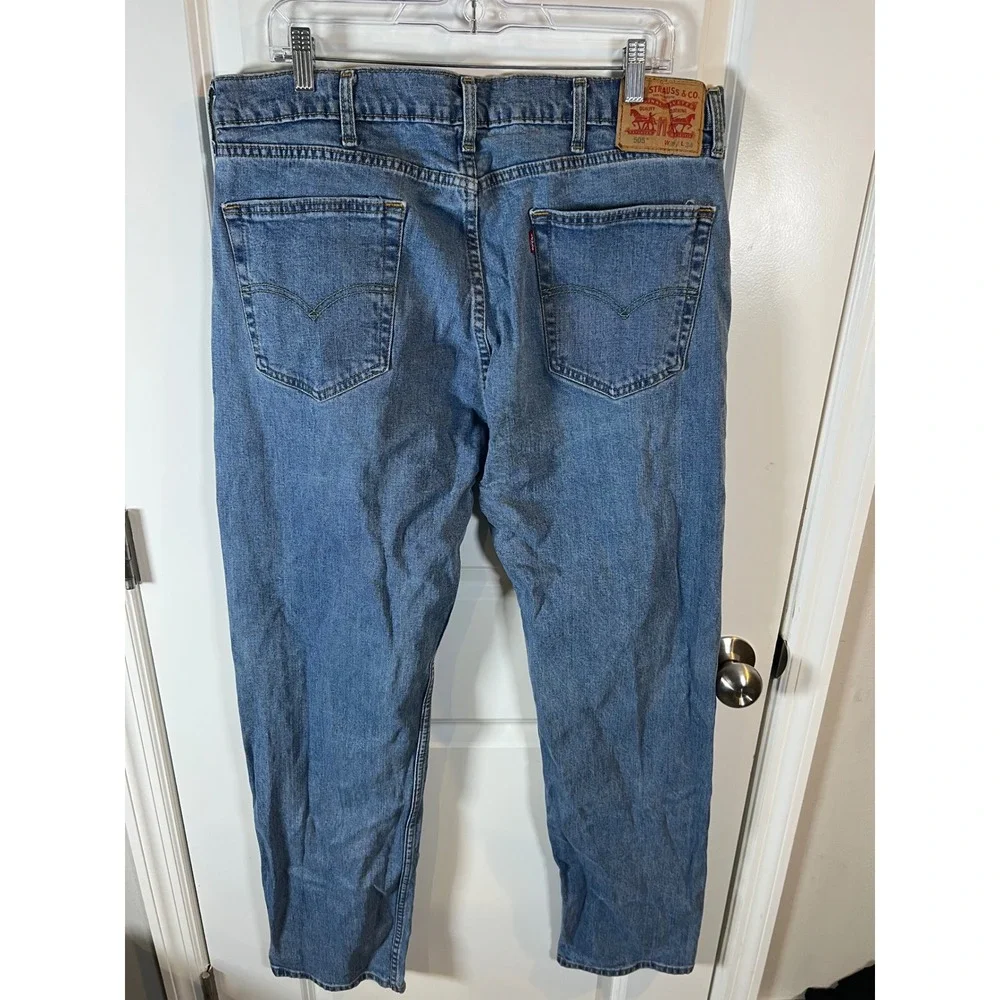 Levi's Mens Jeans 505 Regular Fit Straight Leg Medium Wash Blue 38x34‎